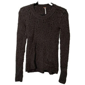 Free People Brown Open Knit Long Sleeve Soft Cozy  Sweater Womens‎ XS